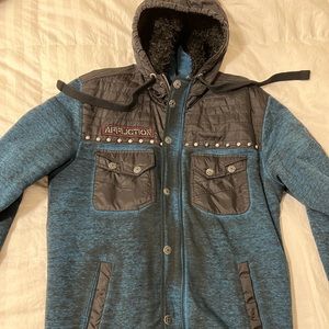 AFFLICTION MEN'S JACKET Size M. Beautiful excellent condition turquoise blue.